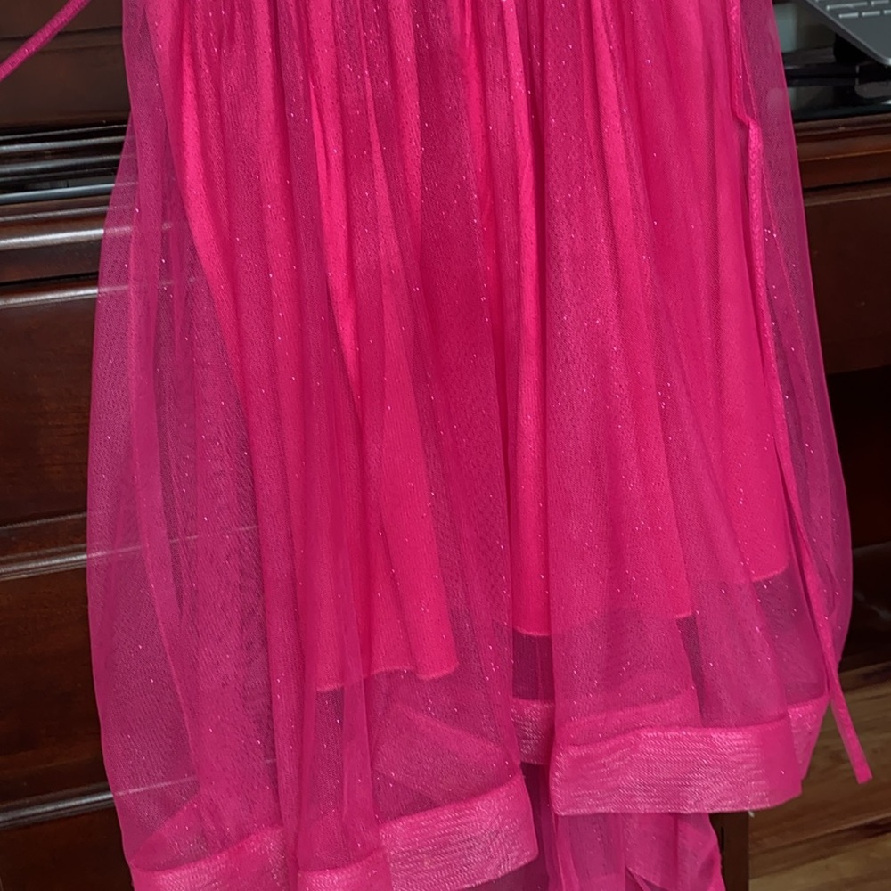 Girls Special Occasion detailed, sparkly white & magenta pink hi-low dress💖 - Picture 3 of 9